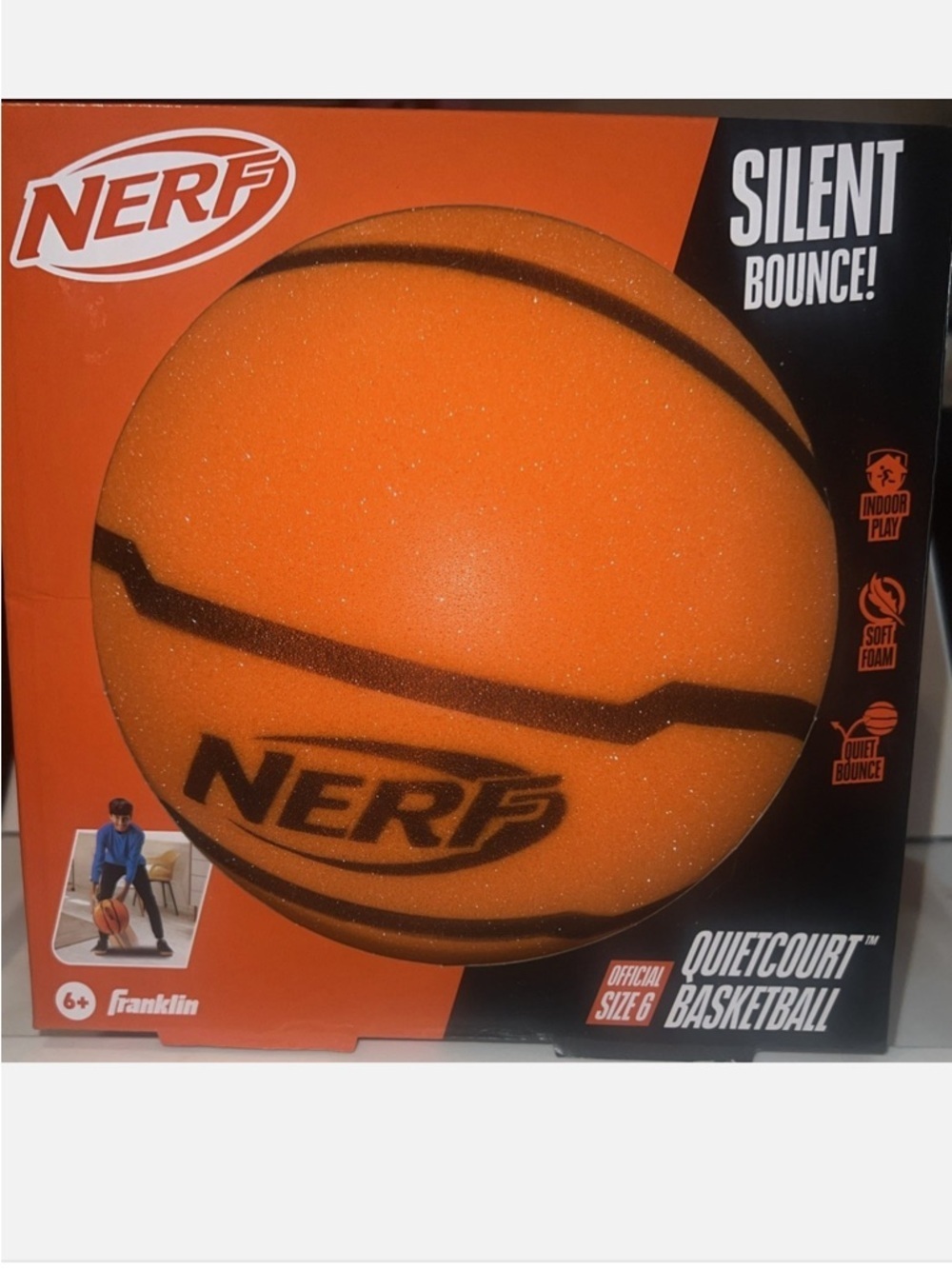 NERF QuietCourt Orange Foam Basketball NEW Official 6”
